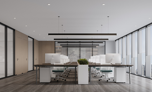 modern public office area open office general manager office 3d model