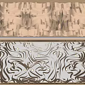 Artistic 3D Ceiling Design with Intricate Wavy Texture and Integrated Lighting in Golden Frame