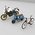 Motorcycle Retro Battery Car Bicycle Battery Car 3d model