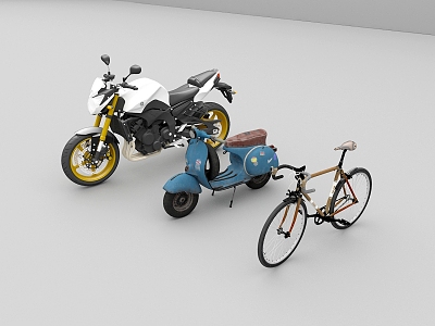 Motorcycle Retro Battery Car Bicycle Battery Car 3d model