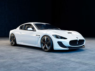 White Maserati Sports Car With Sleek Exterior Design And Alloy Wheels 3d model