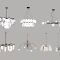 Modern Decorative Chandeliers With Various White Shapes Golden Frames And Unique Designs