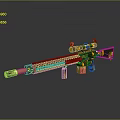 Gold And Green Sniper Rifle With Scope Intricate Ornate Design Patterns 3d model