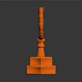 Orange Decorative Candelabra With Ornate Square Base And Curved Branches For Home Living