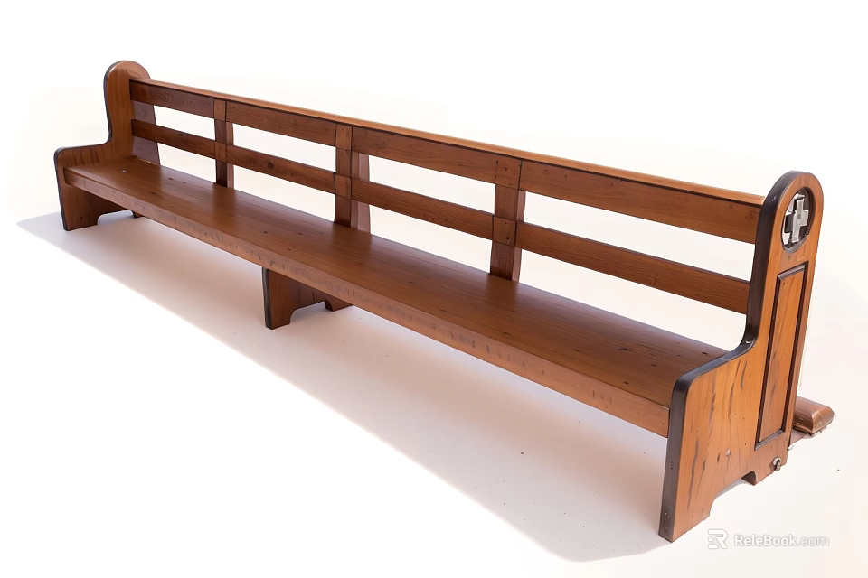 Wooden Outdoor Bench Chair With Slat Backrest Classic Design For Garden Patio Use 3d model 