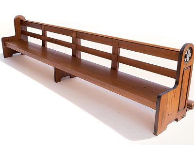 Wooden Outdoor Bench Chair With Slat Backrest Classic Design For Garden Patio Use 3d model
