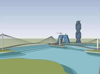 modern bridge city river crossing bridge 3d model