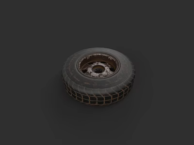 High Quality Car Parts Tire With Alloy Wheel Rim And Grid Pattern Design 3d model