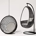 Modern Hanging Chair Designs With Woven Structure Curved Metal Stand And Soft Cushion