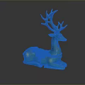 Turquoise Deer Ornament With Golden Antlers Yellow Spots And Smooth Surface Design