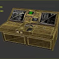 Vintage Control Console With Multiple Display Screens And Control Buttons