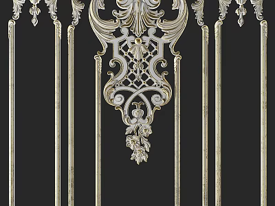 Elegant Decorative Components With Intricate Carvings And Floral Scrollwork Details 3d model