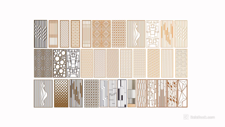 Various Modern Room Divider Designs With Decorative Patterns And Geometric Styles 3d model