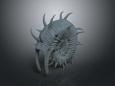 Decorative Home Decor Item Spiral Shape With Pointed Spikes And Gray Finish 3d model