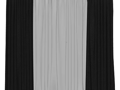 Elegant Black And White Curtains With Vertical Stripes And Pleated Texture For Home Interiors 3d model