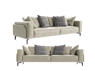 Modern double sofa multiplayer sofa 3d model