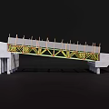 Bridge Structure Model Featuring Metal Framework Support Beams And Concrete Bases 3d model