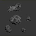 Porous Rocky Meteorites With Textured Surface And Holes On Dark Background
