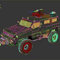 Armored Military Vehicle In Military Green With Roof Weapon Mount And Large Tires