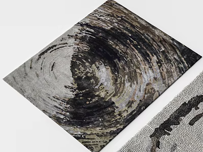 Square Area Rug With Abstract Swirl Pattern In Gray Black Tones For Modern Home Decor 3d model