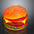 Delicious Burger With Sesame Seed Bun Cheese Bacon Lettuce Tomato And Beef Patty