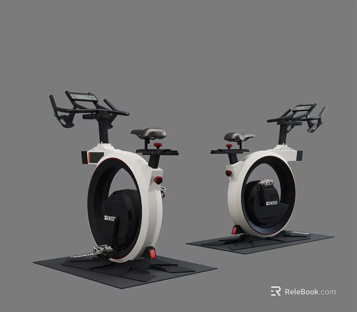 Modern Stationary Exercise Bikes Featuring Large Screens And Stable Bases 3d model