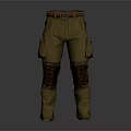 Brown Cargo Trousers With Multiple Pockets Knee Pads And Leather Belt