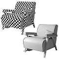 Modern Herringbone Fabric Armchair Design With Black Pillow And Wooden Legs Detail