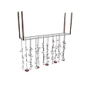 Decorative Wind Chime With Multiple Hanging Elements And Red Bottom Accents For Home Decor 3d model