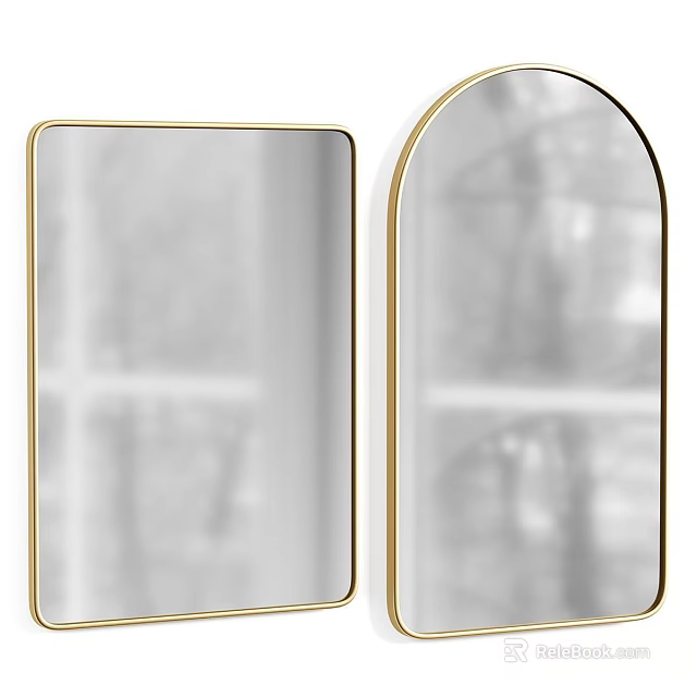 Stylish Modern Wall Mirrors Rectangular And Arched Shapes With Gold Frames For Home Decor 3d model 