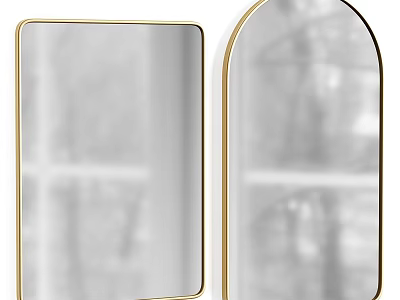 Stylish Modern Wall Mirrors Rectangular And Arched Shapes With Gold Frames For Home Decor 3d model