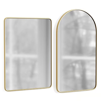 Stylish Modern Wall Mirrors Rectangular And Arched Shapes With Gold Frames For Home Decor 3d model
