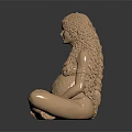 Copper Pregnant Woman Sculpture In Cross Legged Pose With Long Curly Hair And Textured Belly