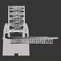 White Steel Arch Bridge Structure With Tower Supports And Reflective Surface 3d model
