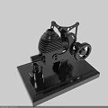 Black Metal Mechanical Model With Gear And Cylinder On Stable Base