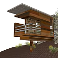 Modern Road Infrastructure On Slope With Wooden Stone Elements And Green Surroundings