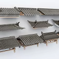 Chinese Style Roof Tile Models With Various Designs And Arrangements