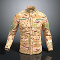 Camouflage Military Jacket With Desert Pattern Long Sleeves And Functional Design 3d model