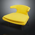 Modern Yellow Upholstered Accent Chair With Curved Backrest And Slim Legs