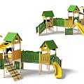 Tree House Paradise Children's Slide Crawl Featured Equipment 3d model