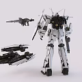 White Gray Gundam Model With Complex Weaponry And Mechanical Armor Details 3d model