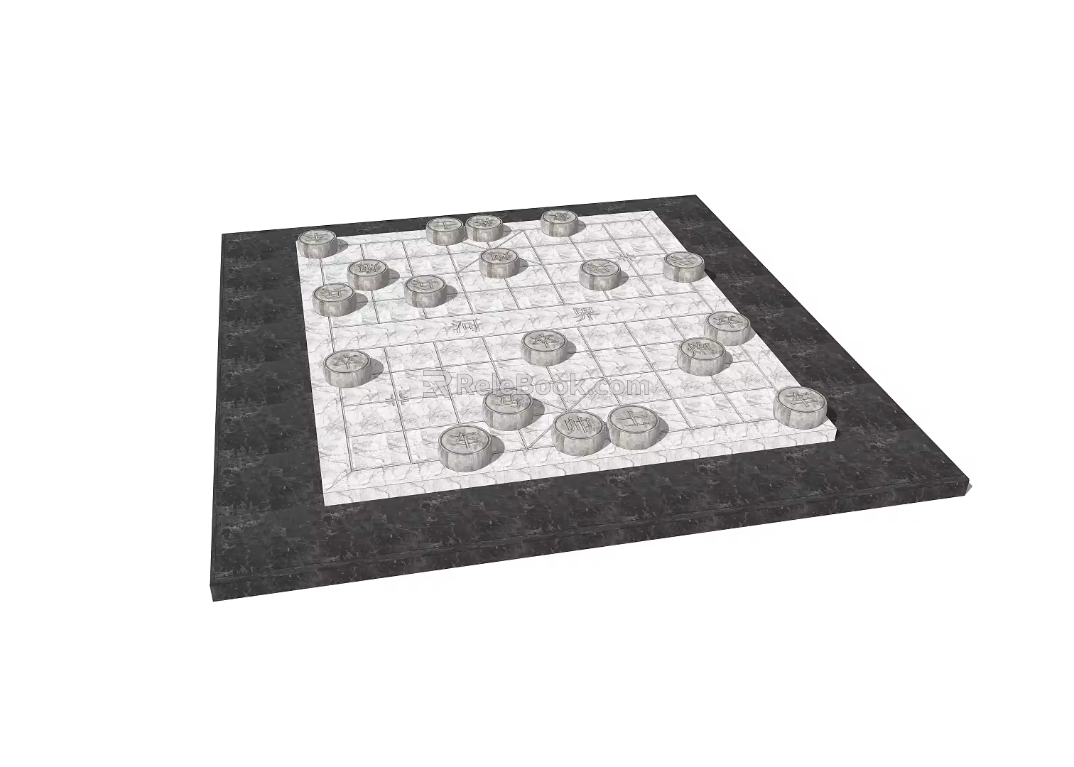 modern chessboard made of stone 3d model