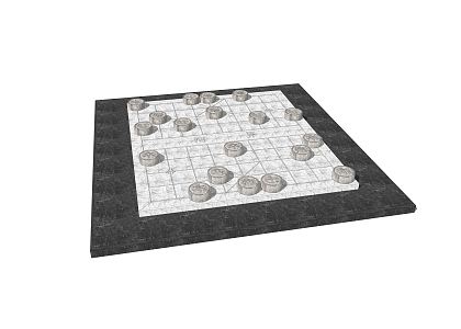 modern chessboard made of stone 3d model