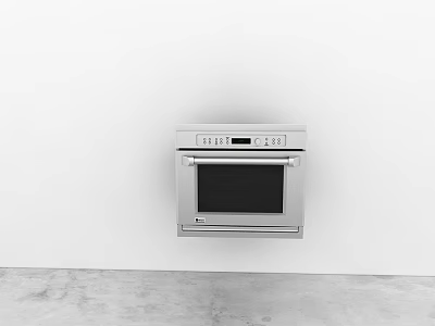 Silver Built in Oven Kitchen Appliance Mounted on White Wall with Gray Concrete Floor 3d model