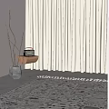 White Sheer Linen Curtains for Bright Modern Interior with Natural Light Herringbone Floor and Plant