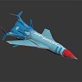 Blue Space Shuttle Model With Red Tip Silver And Blue Stripes Streamlined Design