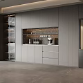 Modern Wine Cabinet Interior Design With Glass Doors Wine Bottles And Glassware In Living Room