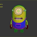 Cute Minion Stuffed Figure with Yellow Body Blue Overalls Big Round Eye and Smiling Face