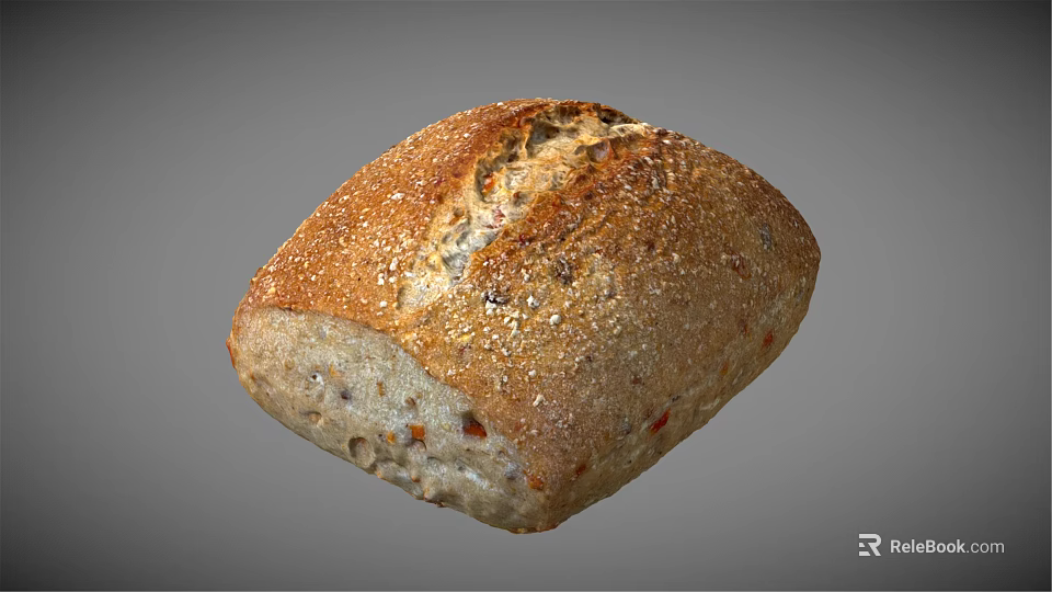 Freshly Baked Artisan Whole Grain Bread With Sesame Seeds And Crusty Texture 3d model 