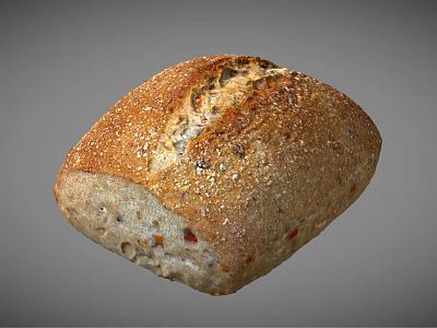 Freshly Baked Artisan Whole Grain Bread With Sesame Seeds And Crusty Texture 3d model